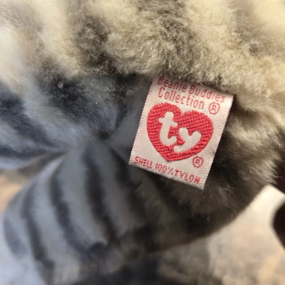 Ty Beanie Buddies Collection‎ Vintage Striped Cat Grey Beige 12
